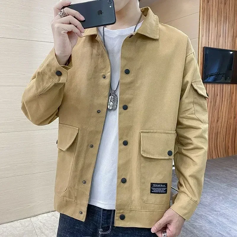 

Male Jean Coats Black Cargo Men's Denim Jacket Autumn Korean Style New In Lowest Price Designer Outwear Cowboy Clothing Elatic