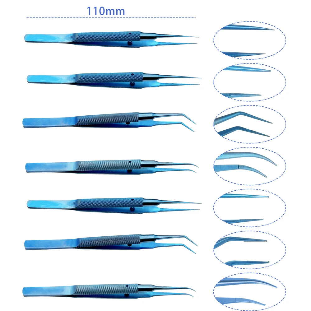 10.5cm-18cm 眼科用マイクロピンセット - ストレート/カーブ/アングル、0.15mm/0.3mm