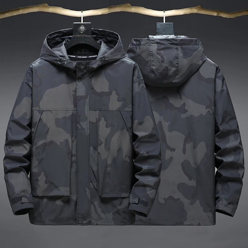 

Plus Size 9XL 10XL Men 2022 Fashion Jackets Coats Male Casual Hooded Windbreaker Camouflage Jacket High Quality 150KG