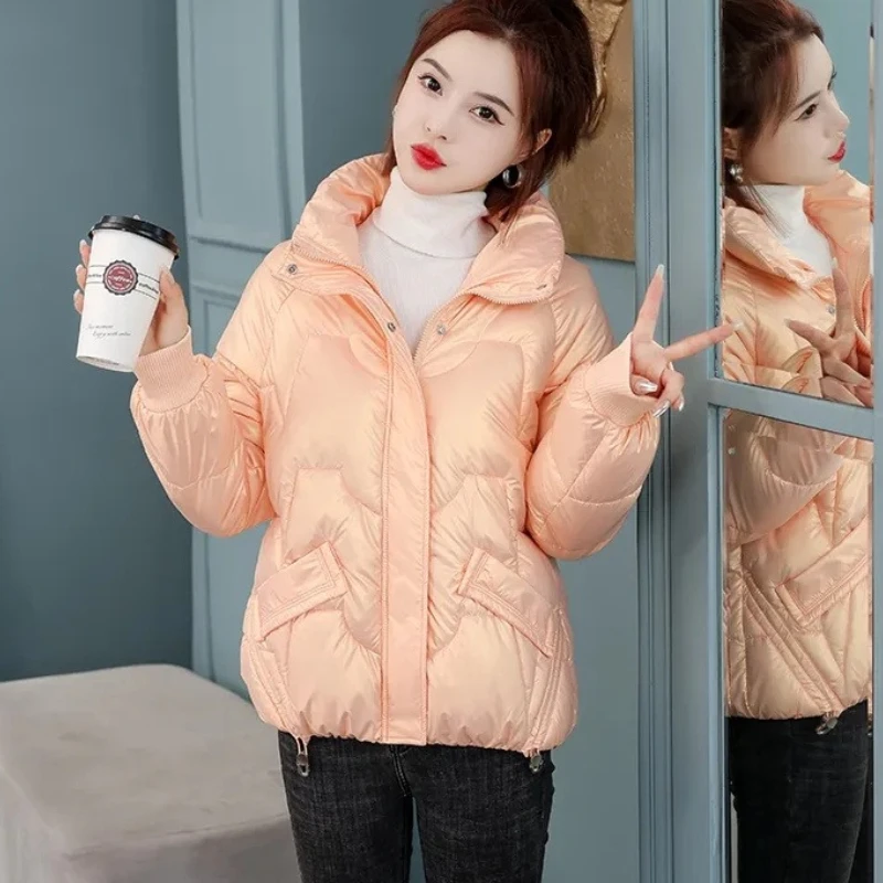 2023 New Women Winter Parkas Thick Warm Short Jacket Cotton Snow Wear Padded Parka Basic Coat Female Outerwear