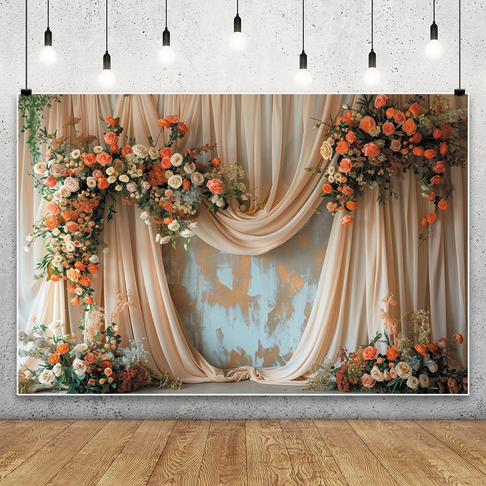 Boho Pampas Floral Arch Photography Backdrop Curtain Flower Bridal Shower Wedding Party Decor Pregnant Portrait Photo Background