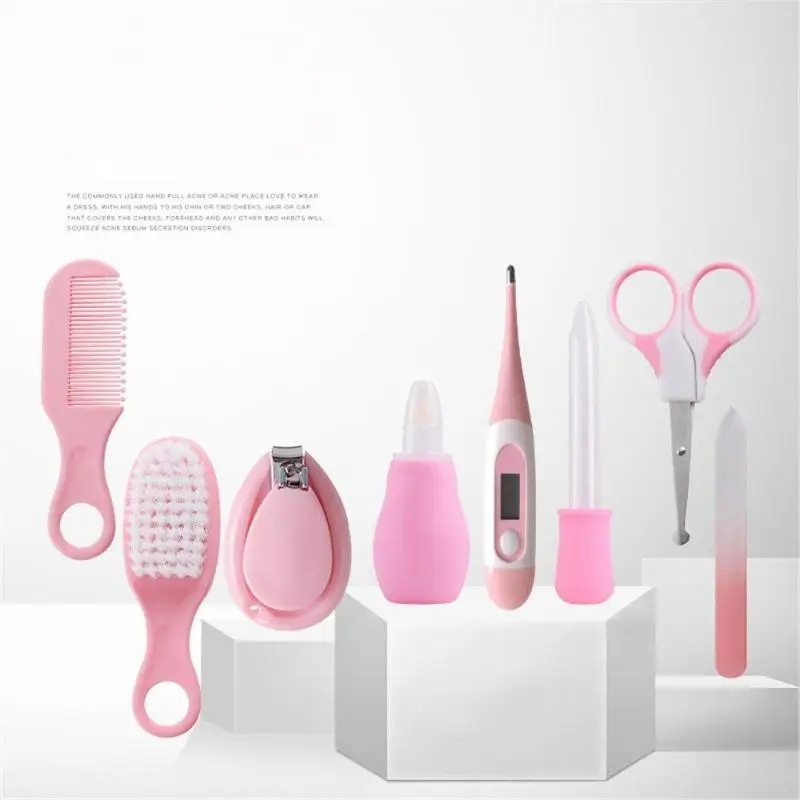 1Set Baby Health Care Kit Nail Clipper Hair Thermometer Grooming Brush Scissors Multifunction Toiletries Set for Kids