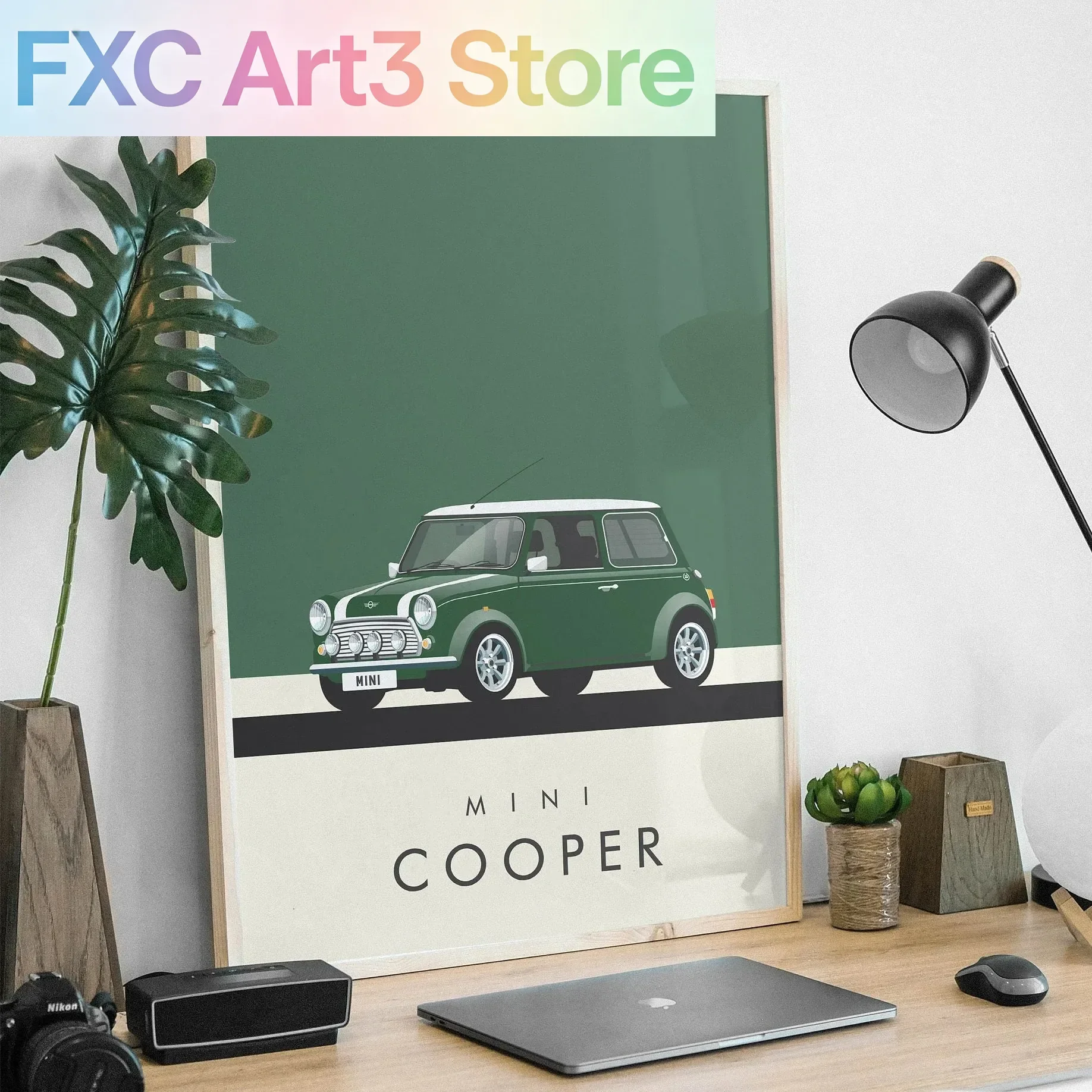 Frameless,Mini Cooper MK1 Classic Poster Print Canvas painting Minimalist Retro Car Wall Art Decor Picture For Living Bed Room H