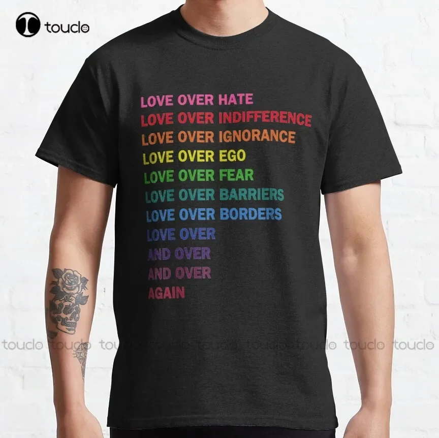 Amour sur le haine amour sur la Indifférence Lgb T-Shirt classique chemises roses pour hommes coton extérieur Simple Vintag t-shirts occasionnels nouveau