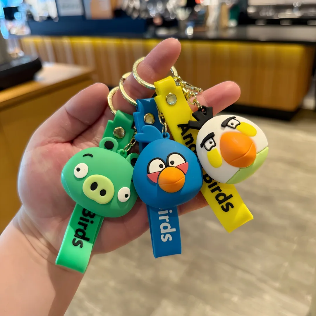 Cute Angry Face Doll Keychain Cartoon Animal Pendant Colorful Silicone Key Ring Bag Charm Funny Bag Accessories Gift for Friends