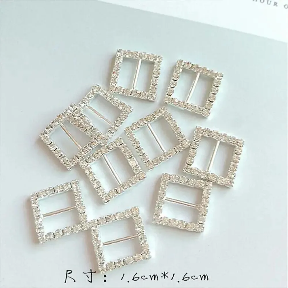 20Pcs/Lot Bling Metal Rhinestone Buckle Sliders Clear Crystal Ribbon Buckles For Bags Wedding Decoration DIY Accessories