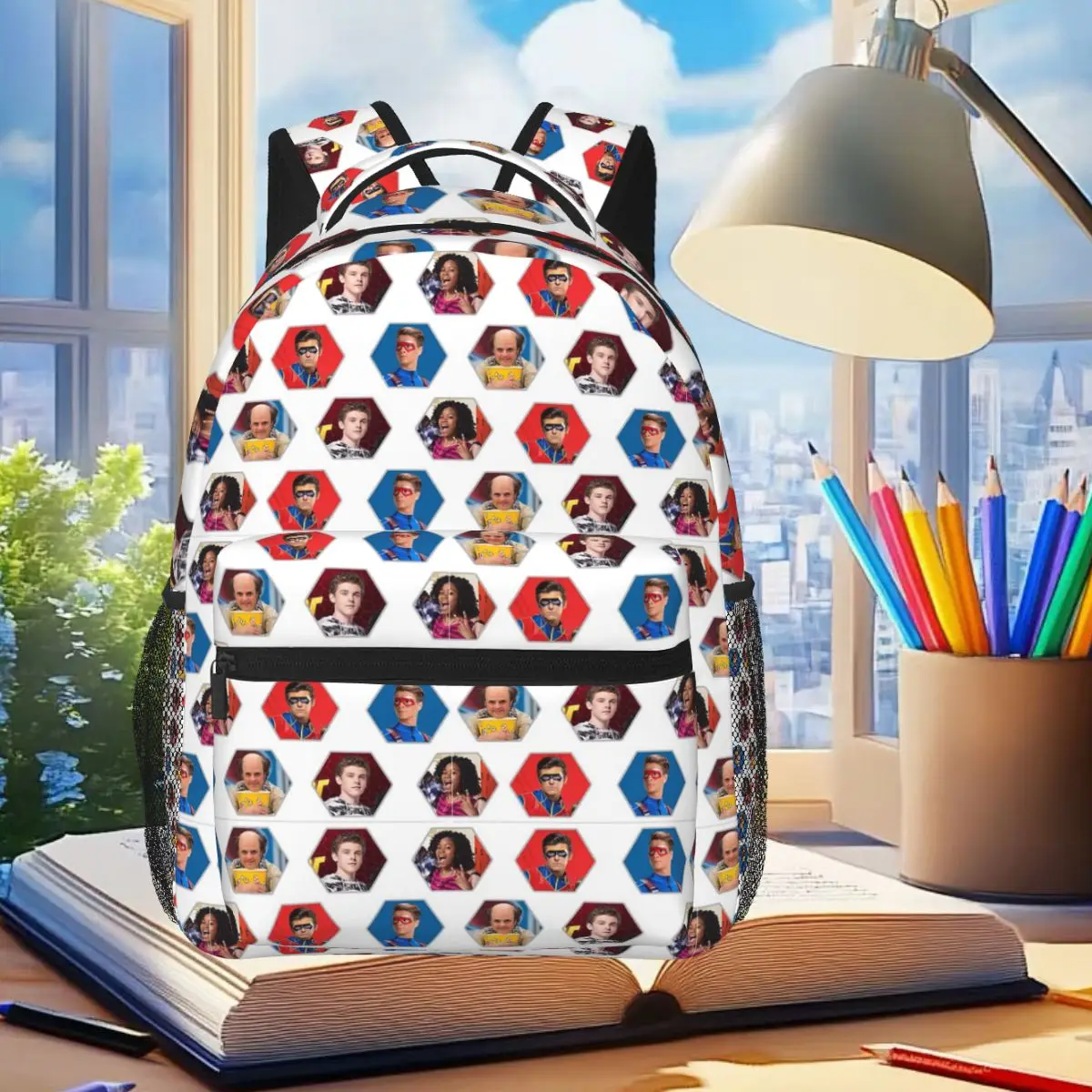 Henry Danger – Sechseckiger Rucksack für Studenten, Jungen und Mädchen, Büchertasche, Kinderschultasche, Laptop-Umhängetaschen für Männer und Frauen