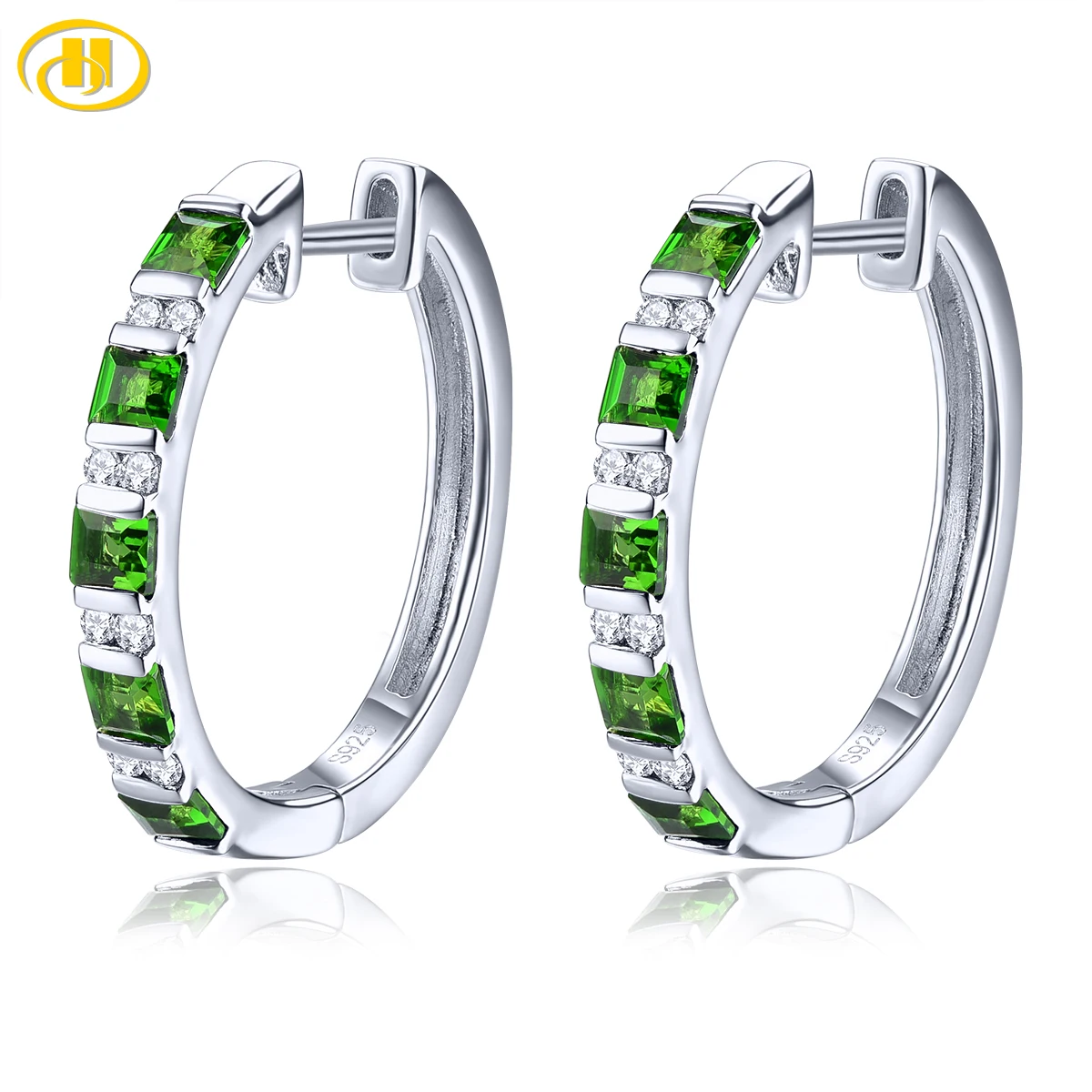 

Natural Chrome Diopside Solid Sterling Silver Clip Earring 1.5 Carats Classic Romantic Women Style Fine Jewelrys Anniversary