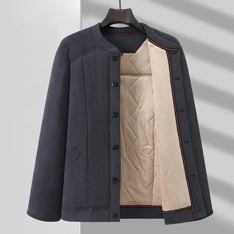 

Men's Thiened Fce Lined Cotton Jaet Loose Fit Warm Winter Coat for Middle-Aged And ly Outerwear Dad Clothes