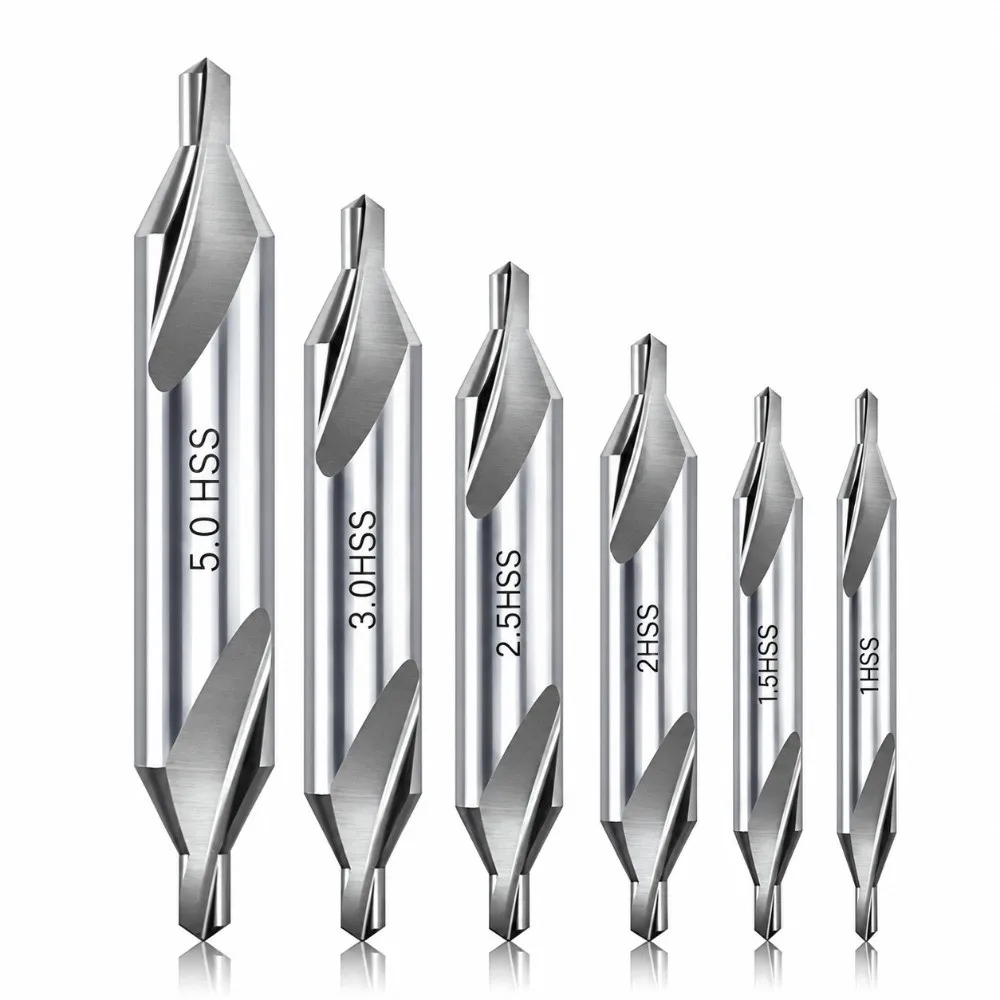Durable HSS Material Center Drill Bit 1/1.5/2/2.5/3/3.15/4/5/6/8mm 60 Degree Angle Centering Drill Pilot Drill Metal Drilling