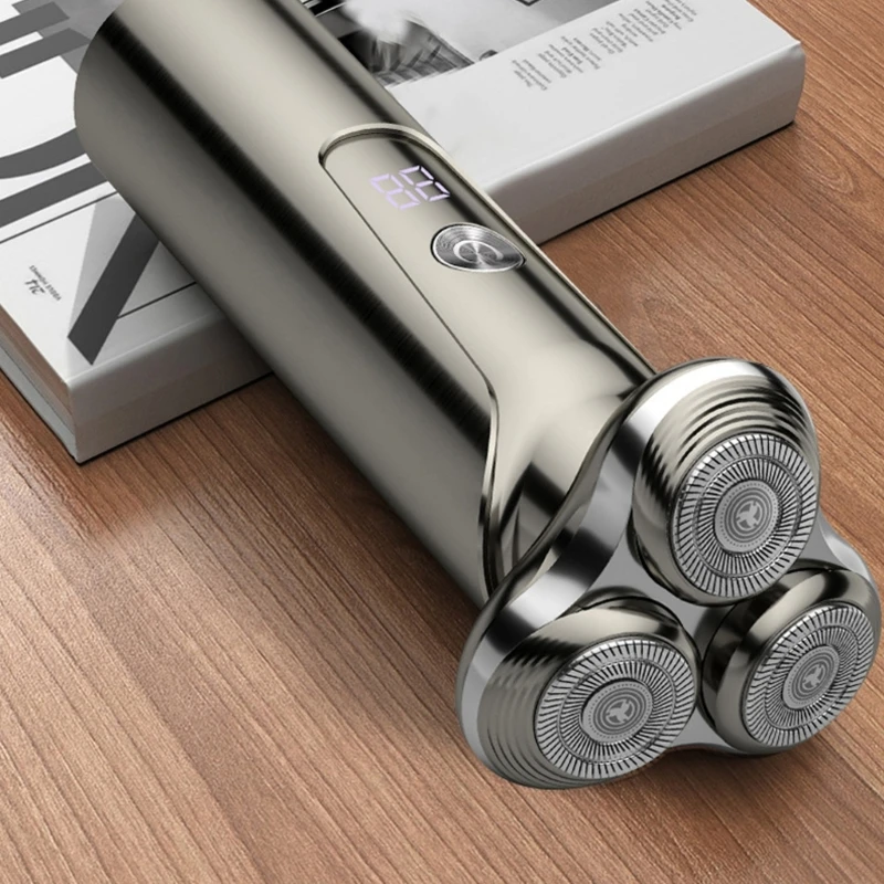 Drijvende hoofden heren pocket scheerschoener digitale power display elektrische baardtrimmer