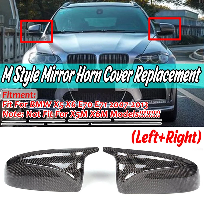 Real Carbon Fiber M Style Mirror Cover X5 X6 Car Side Rearview Mirror Cap Cover Replacement For BMW X5 X6 E70 E71 2007-2013