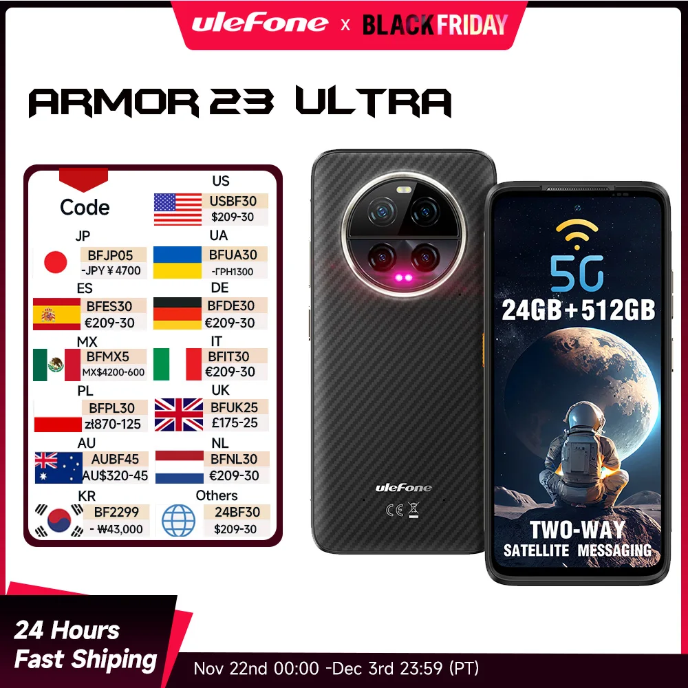 [NEW 2024] Ulefone Armor 23 Ultra 5G,Satellite Message ,120W +55W Wireless charging，512GB ROM 24GB RAM,64MP Night Camera, 6.78