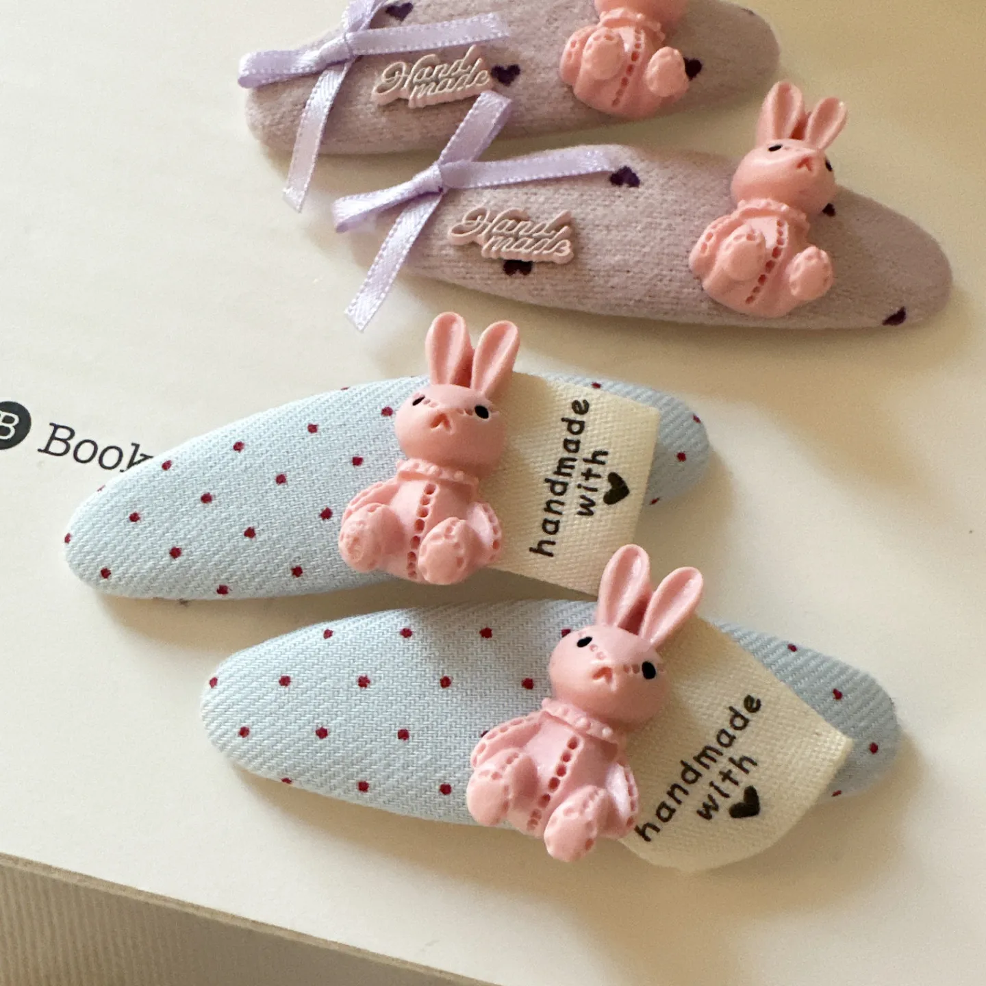 Bangs Hair Clip Pink Rabbit Heart Polka Dot Korean Cute for Toddler Fine Hair Side Barrette Small Non Slip  Accessories