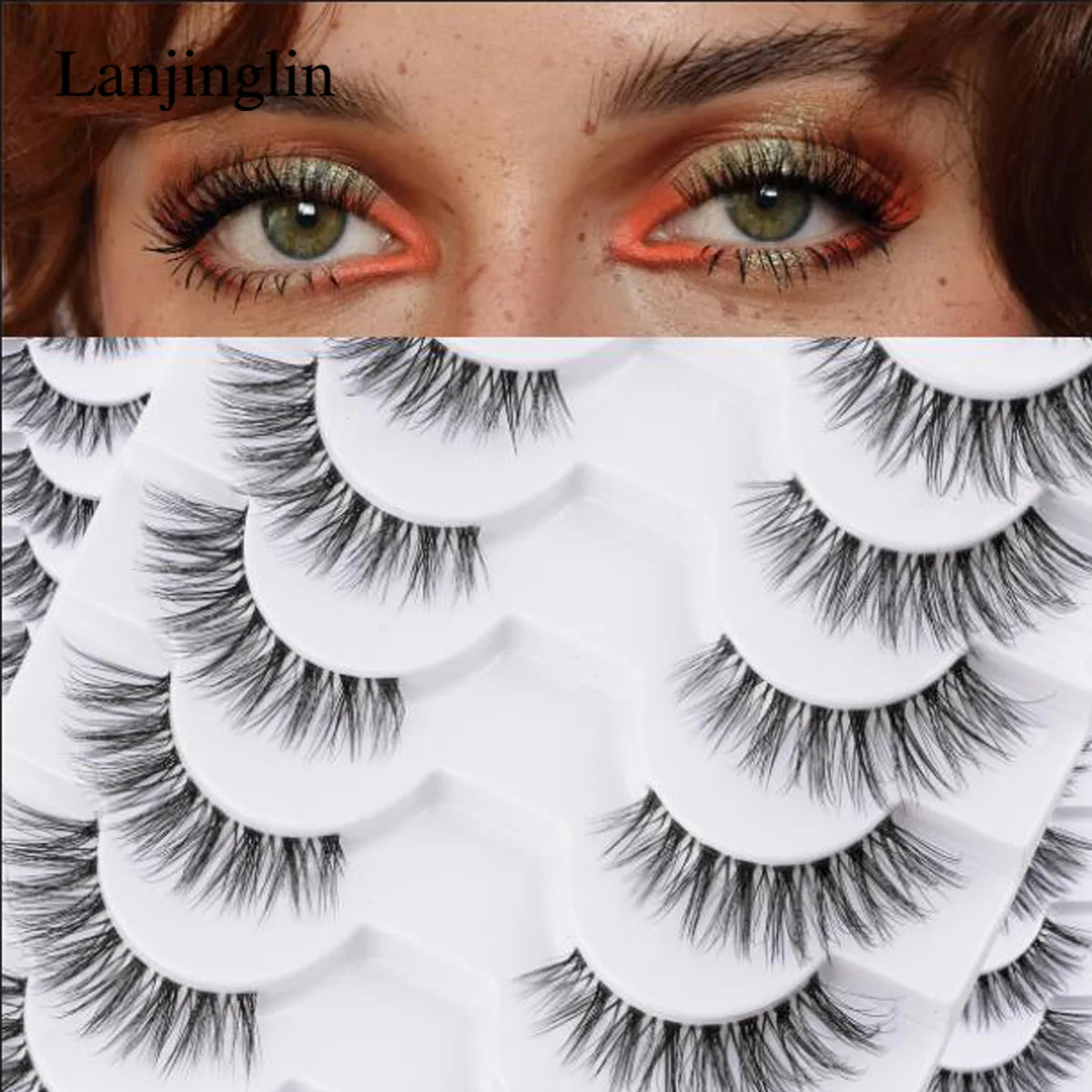手作りの柔らかいつけまつげ,3Dミンクまつげ,ナチュラルメイク,エクステンション,キャットアイ,3ペア,10ペア