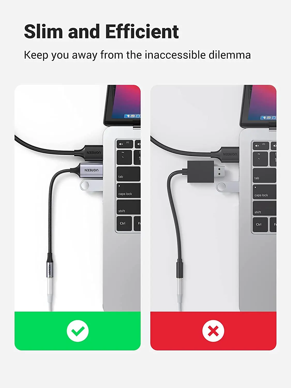 UGREEN USB 외장 사운드 카드 2 in 1 USB to 3.5mm 잭 오디오 어댑터 나일론 브레이디드 USB to Aux 잭