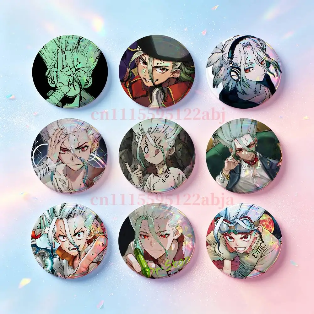 S-Senku  Dr S-Stone Badges 25 32 44 58 75 mm Round Customizable Wholesale Fan goods Self-made fan freebies
