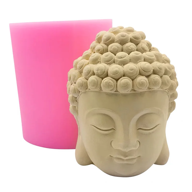 Big Buddha Head Silicone Mold Handmade 3D Shakyamuni Head Sculpture Plaster Form Candle Epoxy Resin Mold