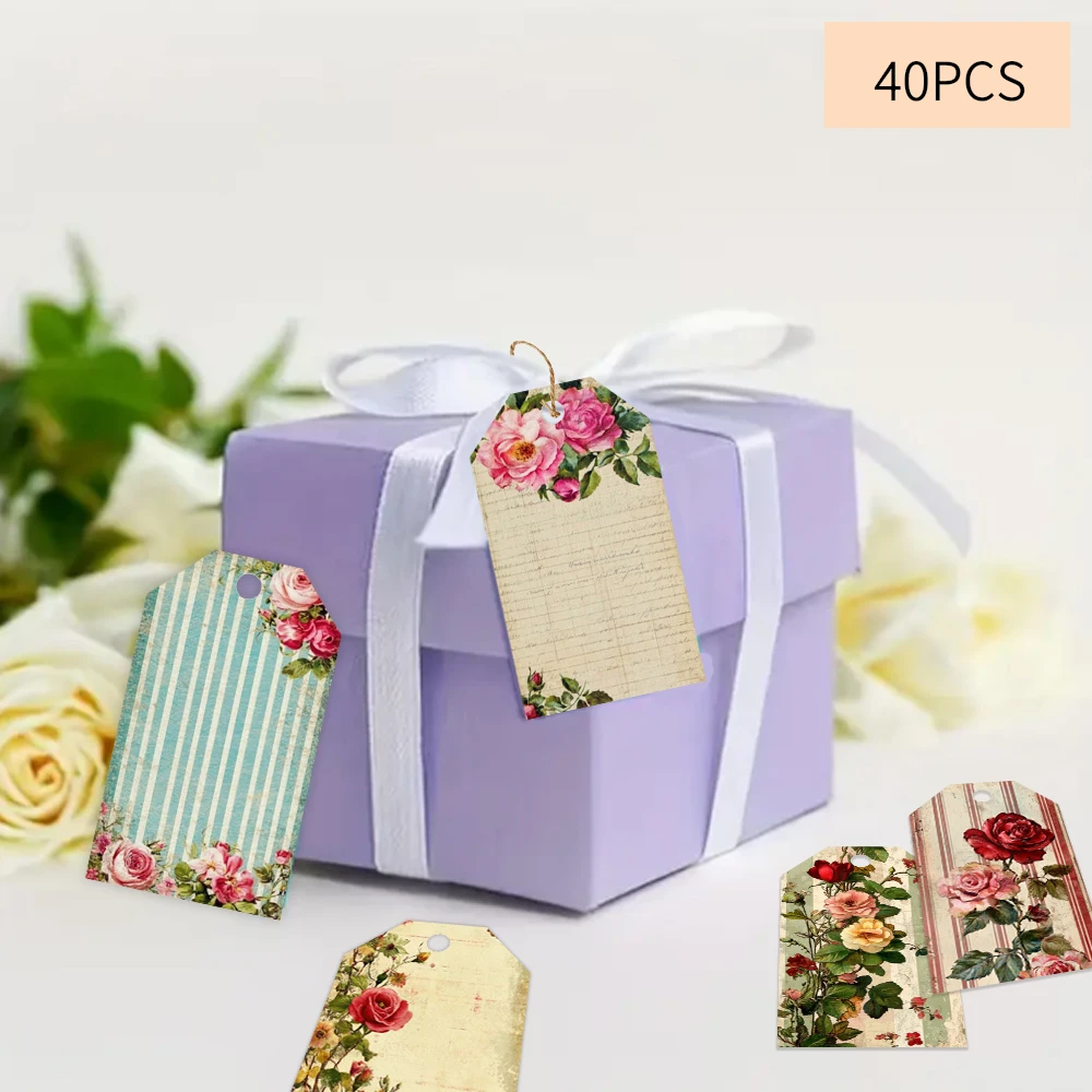 40 шт. пустые цветочные бирки, подвесные бирки, для подарков, свадеб, свадебных душ, дней рождения, открыток для сообщений, включает джутовый шпагат.
