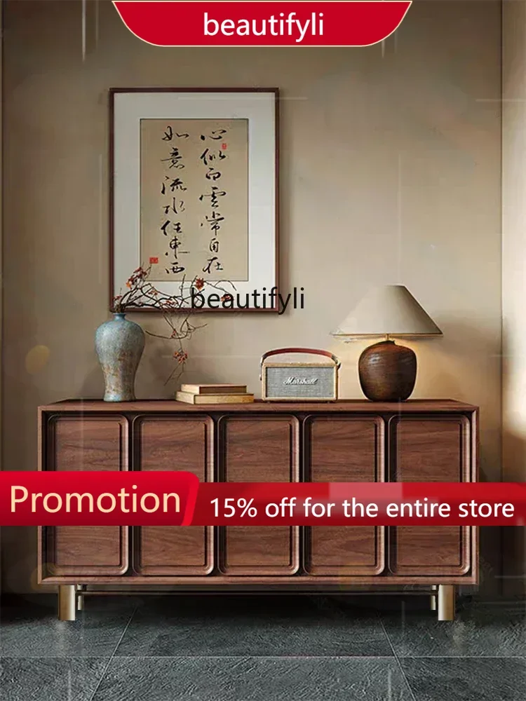 

X188Qiji Locker Modern Retro Wine Cabinet Restaurant North America Black Walnut Color Simple Modern Entrance Cabinet