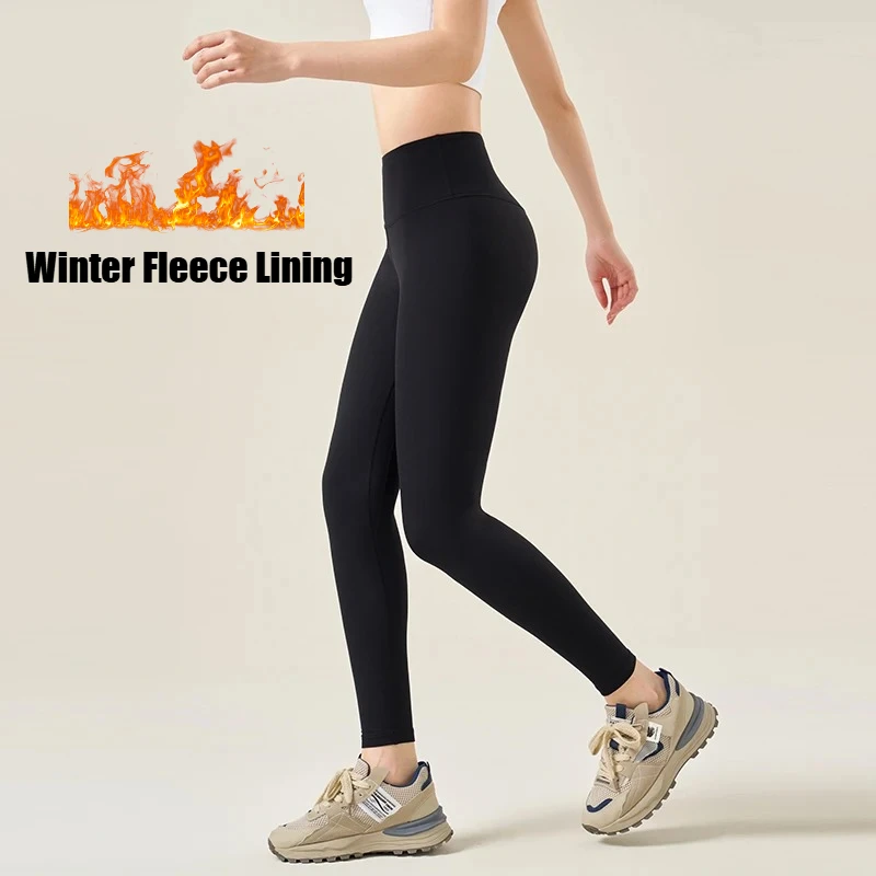 Winter Legging Thicken Lined Yoga Pants Fleece Sports Pants High Waisted High Elastic Trousers Daily Casual Wear Autumn/Winter
