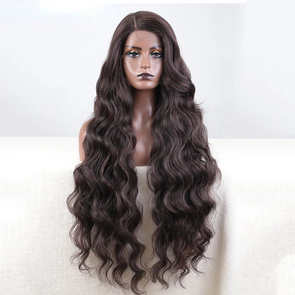 New High Quality Synthetic Lace Front Wigs For Black Women With Wavy Long Curly Hair Natural Hair Brazil Female Wig Daily Party.