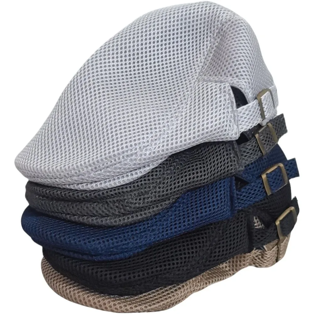 Versatile Mesh Beret Cap Hollow Polyester Material Breathable Sun Hat Washable Vintage Fashion Flat Cap Daily Outfit