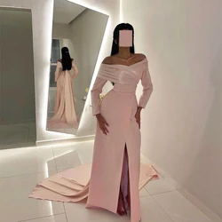 Customized Prom Dresses With Slit Elegant Off The Shoulder Celebrity Dress Ruched Taffeta Formal Evening Gowns Платье Вечернее Ж