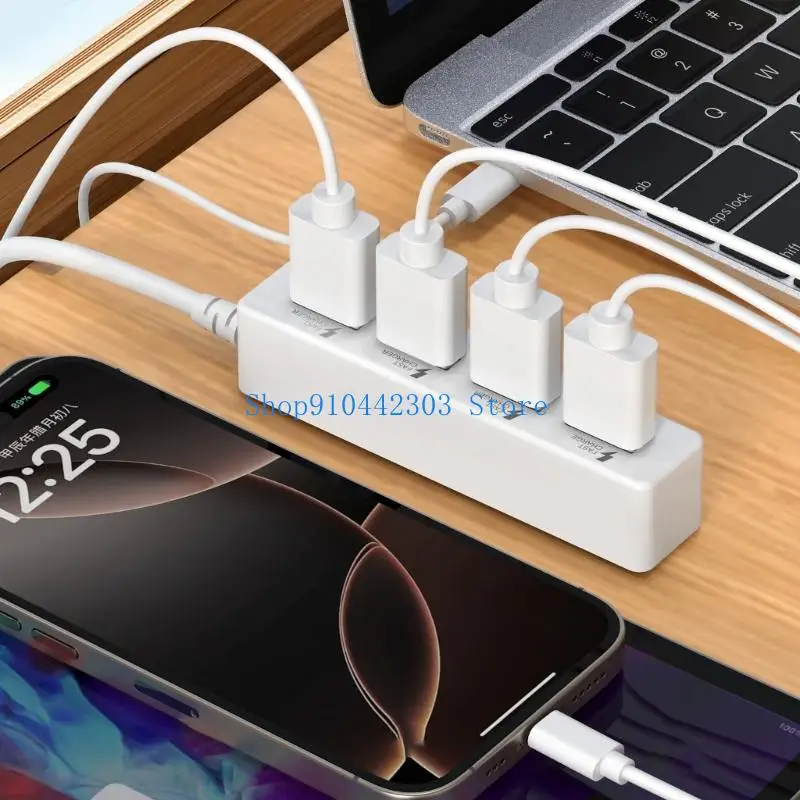 652F USB Splitter Cable USB2.0 Male to 4 Port Female Multiple USB Port Extender Cable for Data Transfer Power Charging