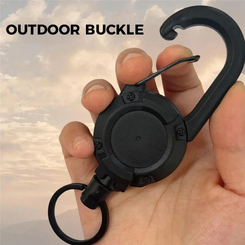 New Heavy Duty Retractable Pull Badges Carabiner Key Chain Buckle Key Holder Outdoor Keychain Holds Multiple Tools Black