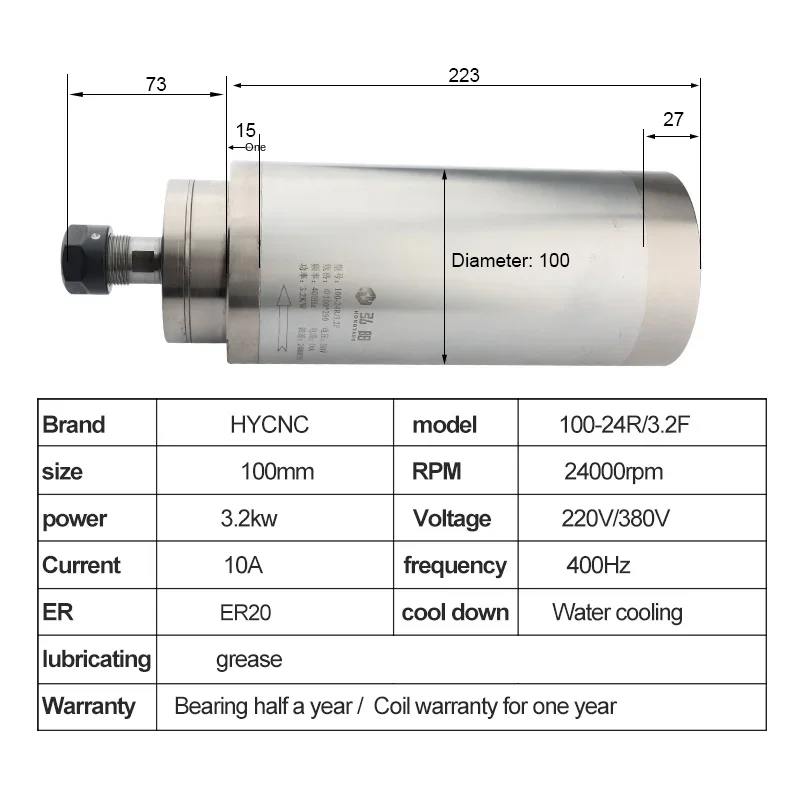 engraving machine accessories set 3.2kw spindle plus 4.0kw inverter plus cooling water pump and spindle fixture