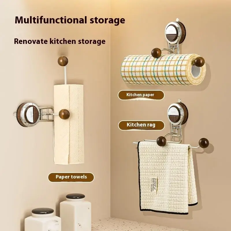 Suction Cup Kitchen Paper Towel Holder Stainless Steel Toilet Paper Holder Tissue Hanger Roll Holder For Bathroom Accessories view 2