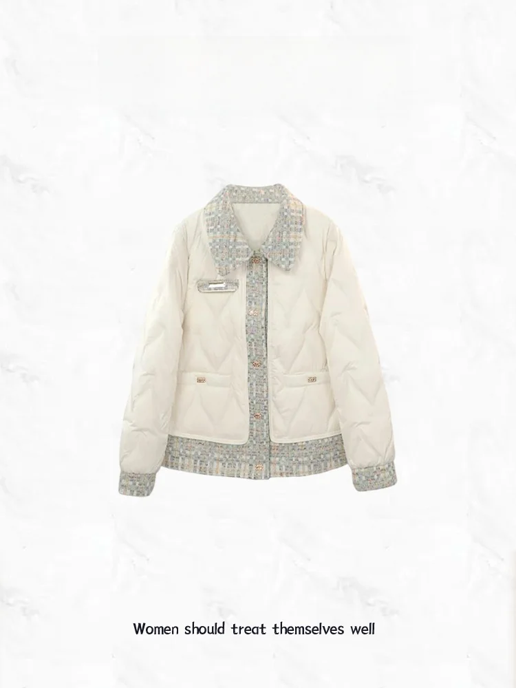 

Утепленная хлопковая куртка для женщин: модная, теплая зимняя верхняя одежда свободного кроя с контрастными вставками