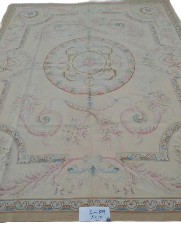 

Free shipping 8'x10' French Aubusson weave rug hand woven carpet oriental wool rug royal style