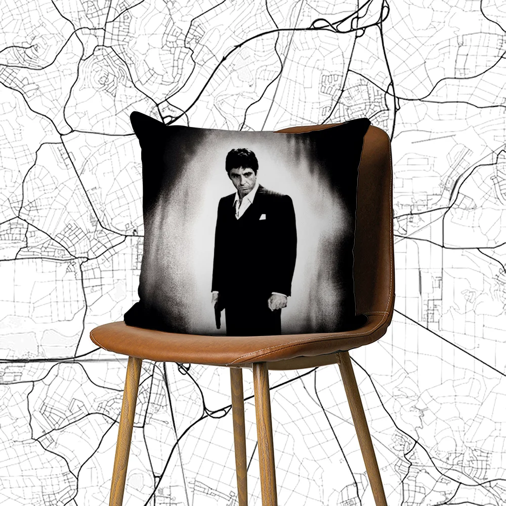 T-Tony Montana S-Scarface Pillow Case DIY Pillowcase Home Office Decorative Pillowcase Bedroom Sofa Car Cushion Cover 45x45 cm