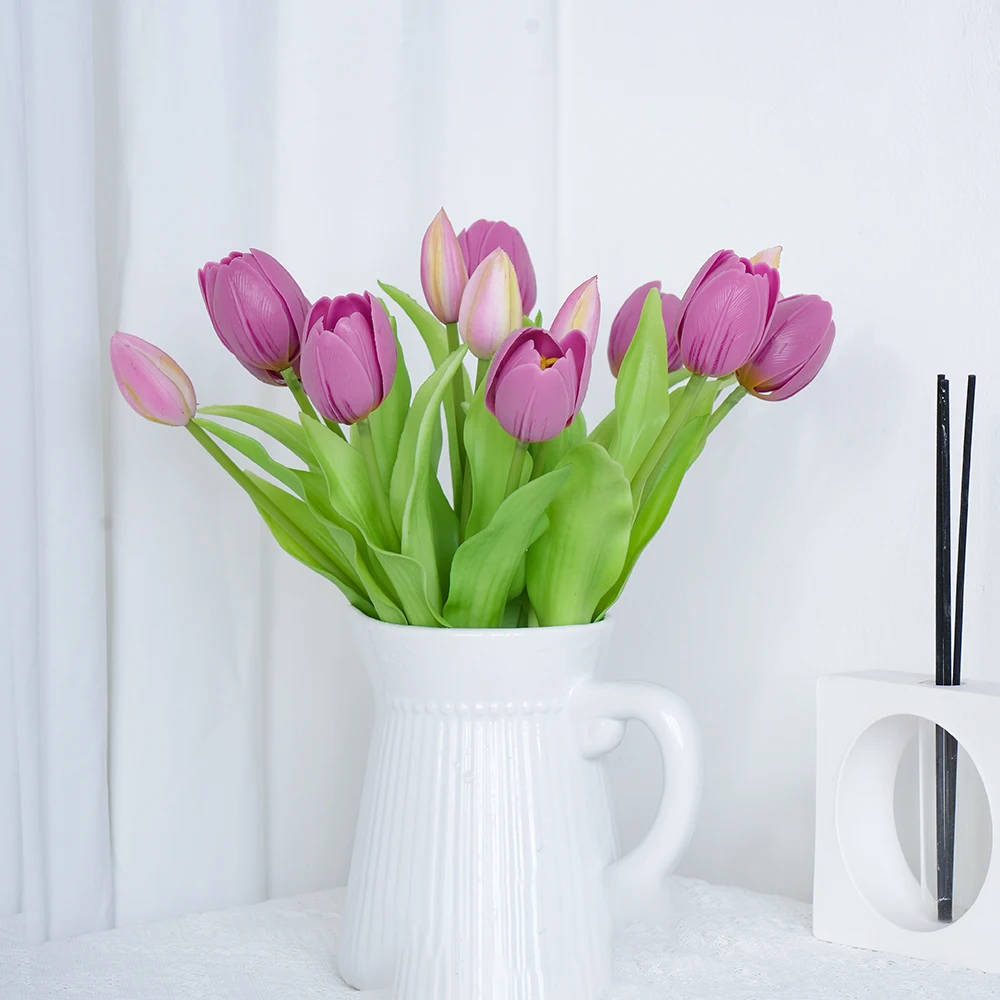 5pcs Artificial Tulip Bouquet Silicone Fake Flowers Party Decoration Living Room Table Centerpiece Floral Arrangement Decoration