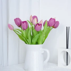 5pcs Artificial Tulip Bouquet Silicone Fake Flowers Party Decoration Living Room Table Centerpiece Floral Arrangement Decoration