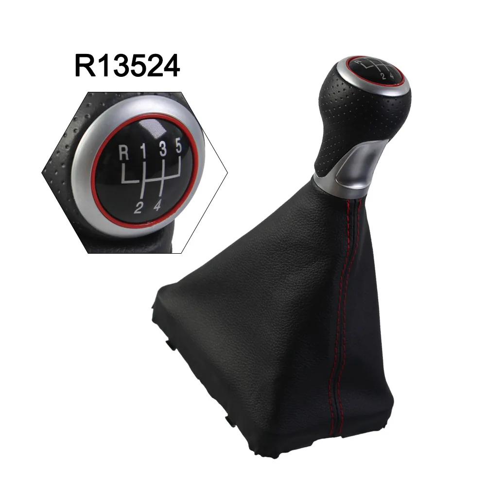 

5-R13524/13524R/6 Speed Leather Gear Shift Knob Assembly For A4 B8 2008-2015 Car Interior Accessories Automobiles Parts Black