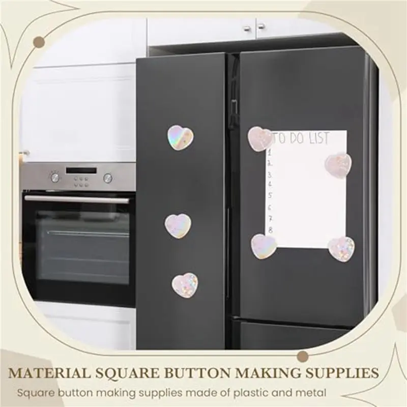 400Pcs Heart Button Maker Supplies Glittering Film For Pin Maker Machine Kit 4 Styles Clear Holographic Laminate Sheets-[LUCK 9]