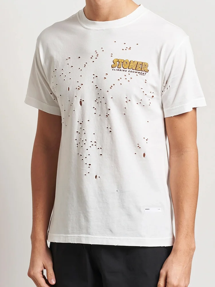 

MothTech round Ne ort Sve T-irt Pure Cotton Printed Vintage Sle Breathable Casual Tee for Youth Summer Wear