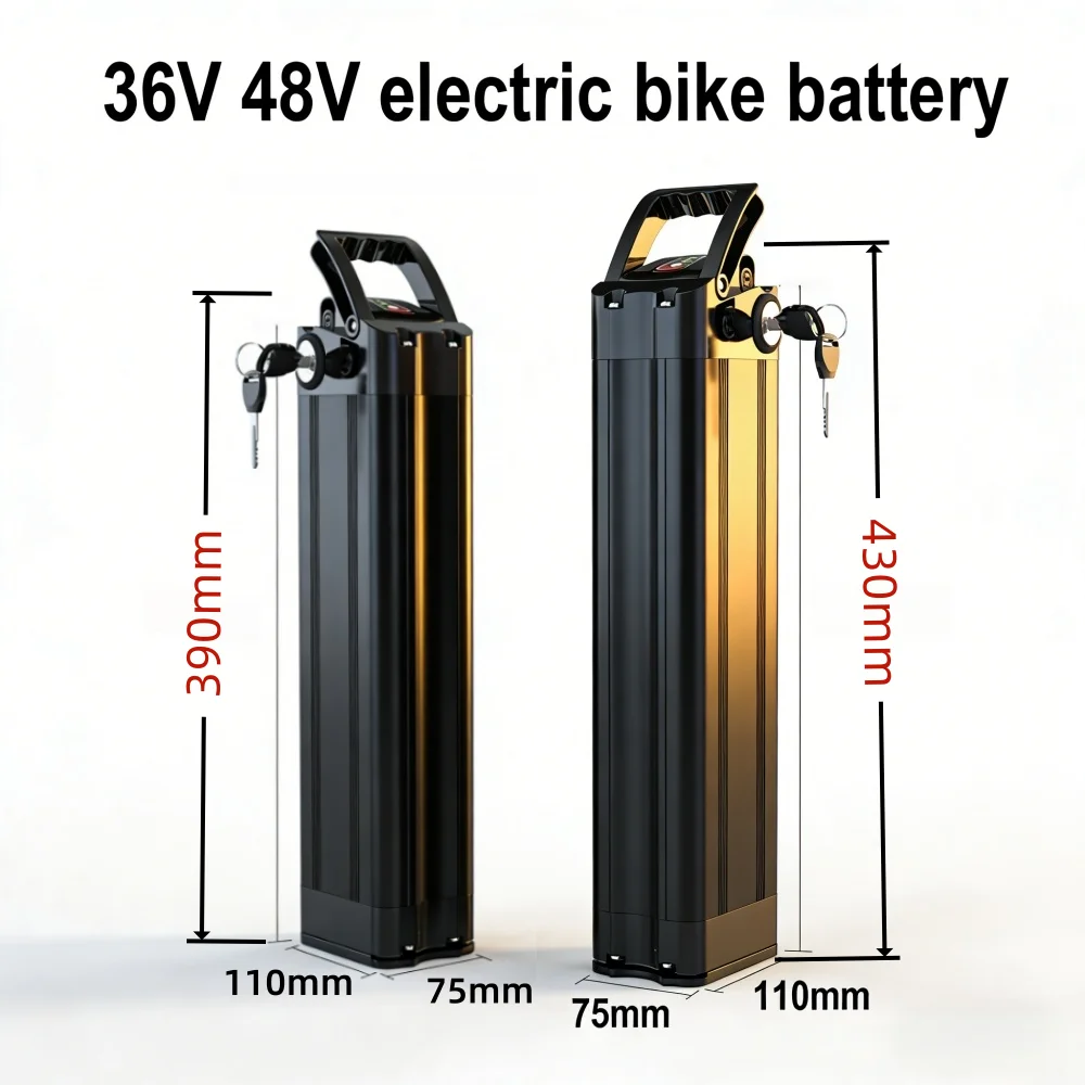 

11Ah 15Ah 17Ah 20Ah 24V/36V/48V Battery Pack Silver Fish Li-Ion Batter with 2A Charger, for Silverfish 250W-1000W Bafang Motor