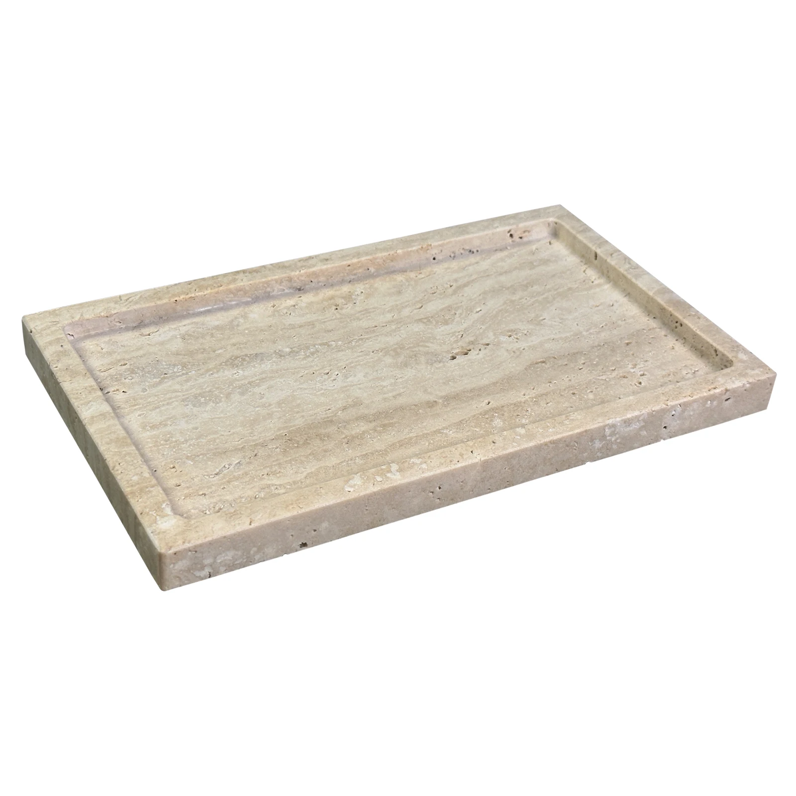 Natural Travertine Tray Marble Vanity Tray for Bathroom/Kitchen/Dresser (Beige Travertine, 10 X 6)