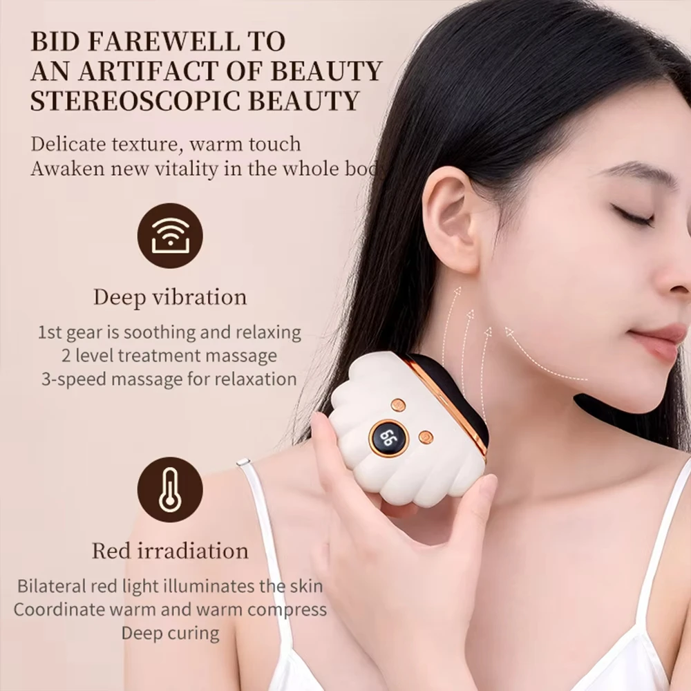 Electric Bianstone Gua Sha Board Red Light Vibration Gua Sha Massage Instrument Smart Face Face Lifting Beauty Instrument V Face