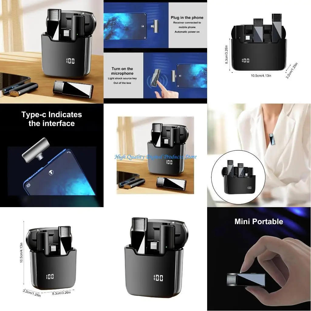 

U2JE Wireless USB C Lapels Mic Lavalier Microphones for Easy Recording and Streaming