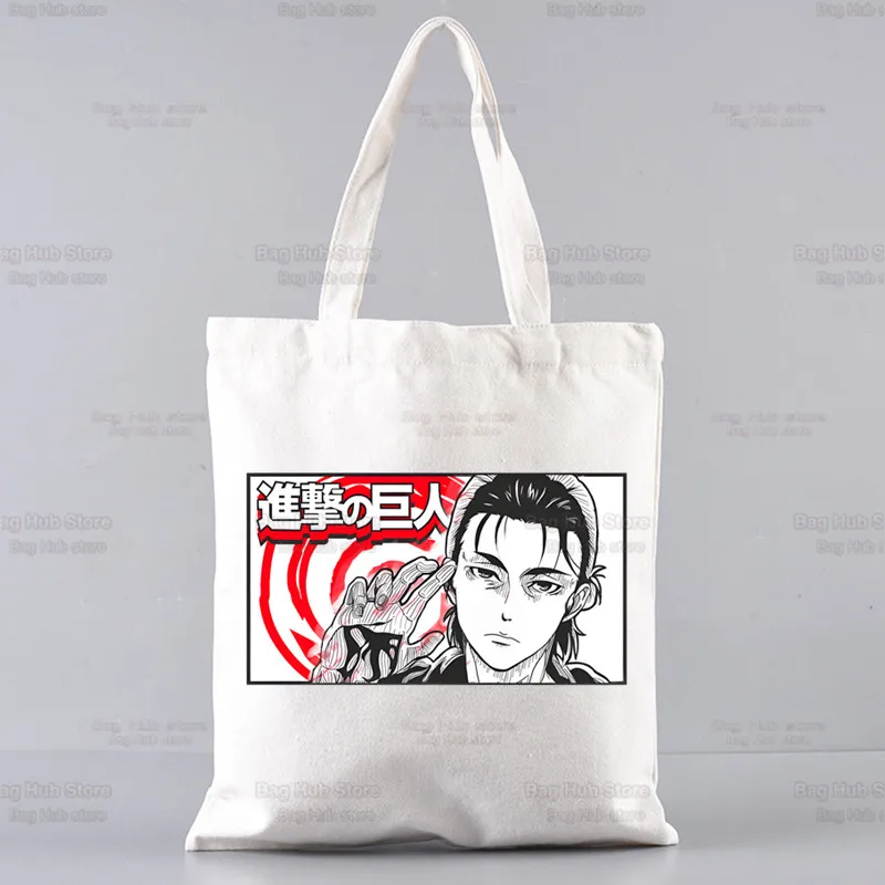 Attack on Titan Shopping Bag Women Handbag Shoulder Bag Ladies Shopper Canvas Bag Commute Large Capacity School Tote Bag