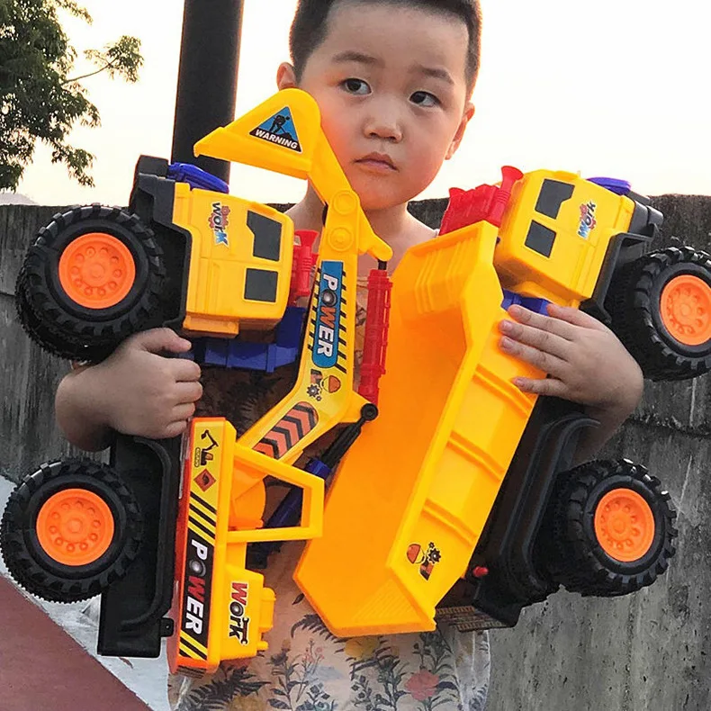 Large excavator toy Construction Toys Truck Die-cast Vehicle Transporter Car Set inertial Excavator Truck Backhoe for Kids Gift