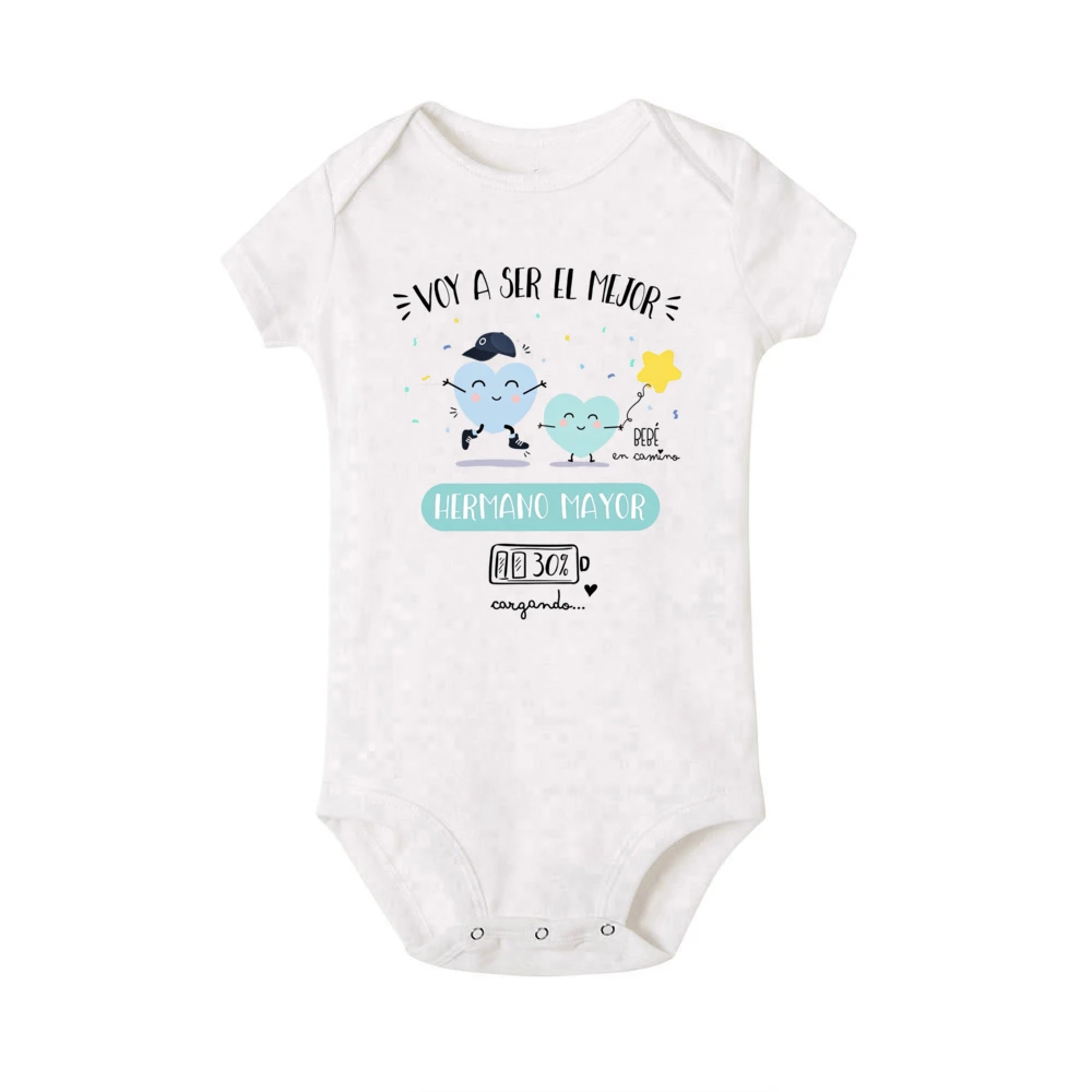 I Will Become The Best Brother in The World Spanish Print Baby Romper Pregnancy Announcement Infant Bodysuit Newborn Jumpsuits