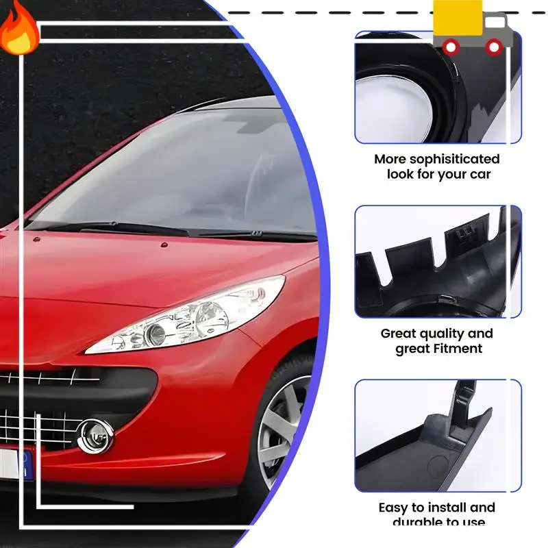 

Car Front Fog Light Cover Chrome Foglights Frame Grill Auto Accessories For 207 Sport 2006-2009