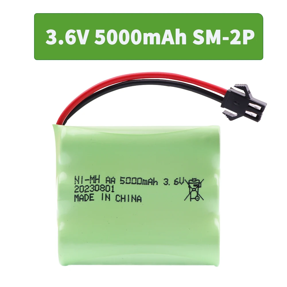 Paquete de batería AA recargable NI-MH de 3,6 V y 5000mah, enchufe SM para Control remoto, juguete, coche, herramientas de barco, modelo, accesorios, batería AA de 3,6 V