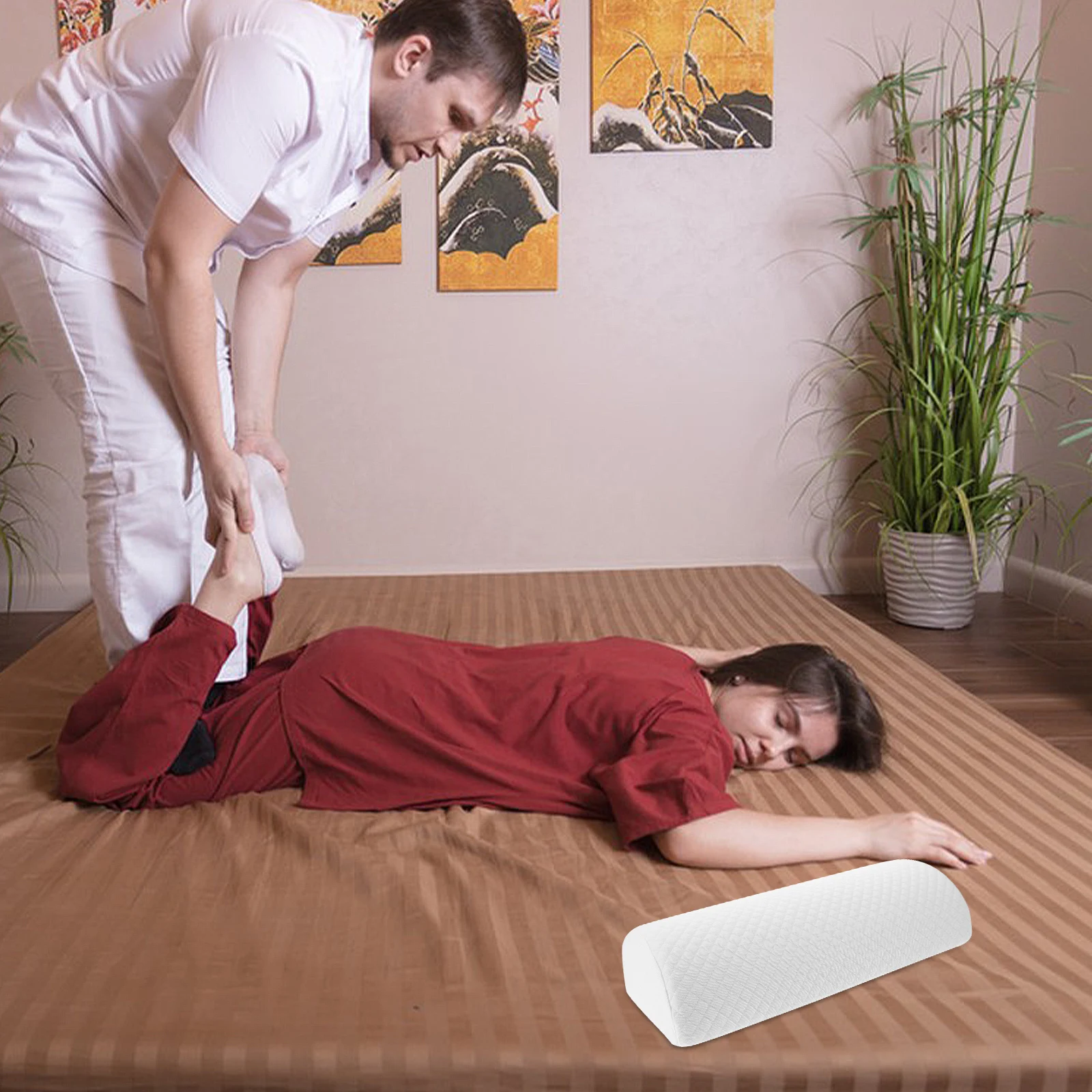 

Leg Pillow Half Circle Memory Foam Support Semicircle Moon Bolster Knee Wedge Lower Back Foot Rest Home Office Car Use